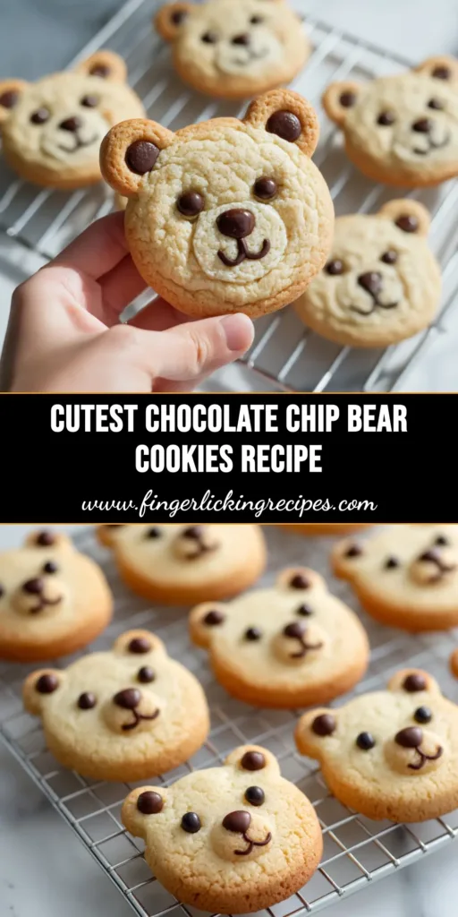 Chocolate Chip Bear Cookies (The Cutest & Easiest Recipe!) 5 A close-up shot of adorable, homemade chocolate chip bear cookies arranged on a cooling rack, showcasing their perfect shape and golden-brown color.