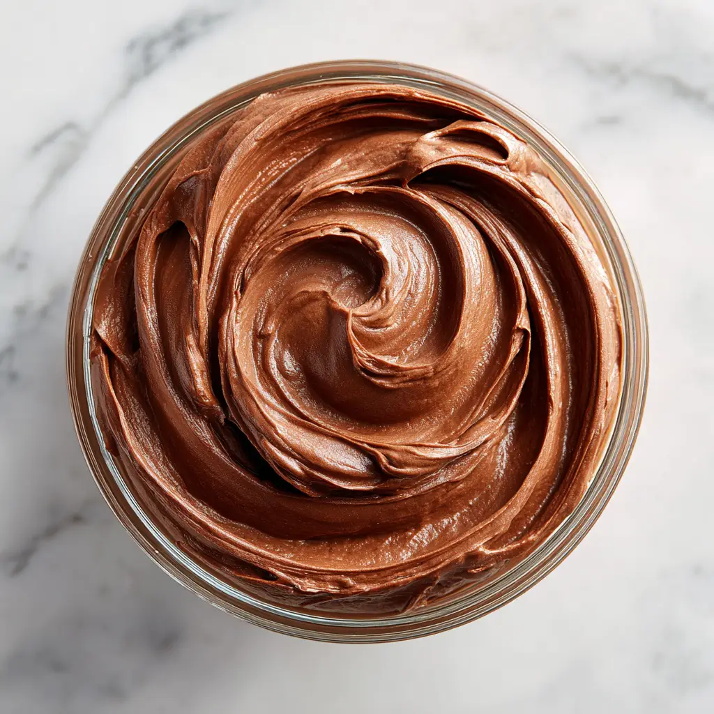 A side-view of a layered cake slice showcasing the thick and stable chocolate mousse filling between chocolate cake layers.