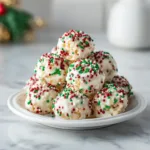 A close-up of a perfectly square Christmas Rice Krispie Treat on a white plate, showing its gooey marshmallow texture.