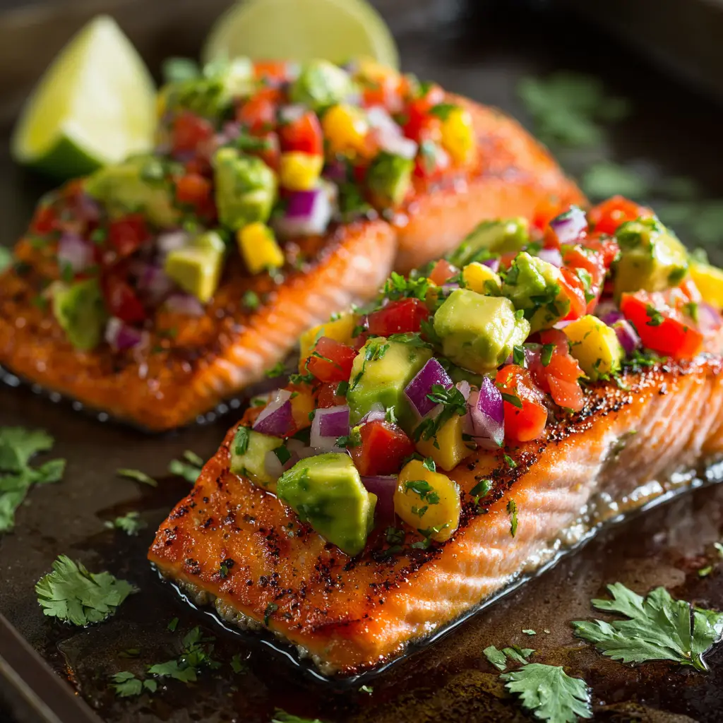 Cilantro Lime Salmon (That's Quick, Easy, and Incredibly Delicious) 2 A close-up view of the cilantro lime salmon marinade being drizzled over fresh salmon fillets before cooking.