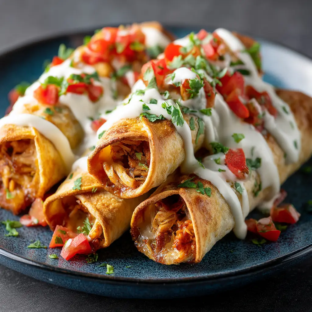 The creamy chicken and cheese filling being mixed in a bowl before being rolled into the taquitos.
