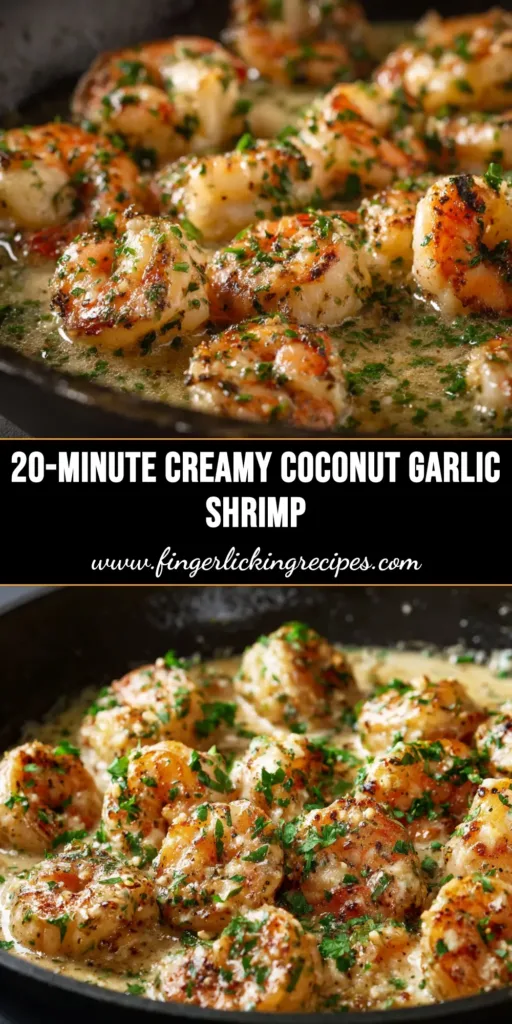 Creamy Garlic Shrimp (Ready in 20 Minutes!) 4 A top-down view of a skillet filled with Creamy Garlic Shrimp, garnished with fresh parsley. The sauce is rich and velvety, coating each piece of shrimp perfectly.