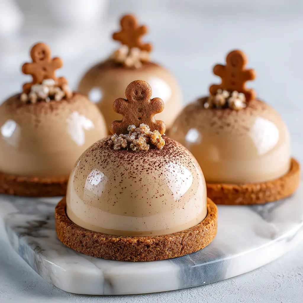 Gingerbread Latte Mousse: The Ultimate Creamy & Spiced Holiday Treat 3 Several glasses filled with creamy gingerbread latte mousse, garnished with whipped cream and spices on a festive holiday background.