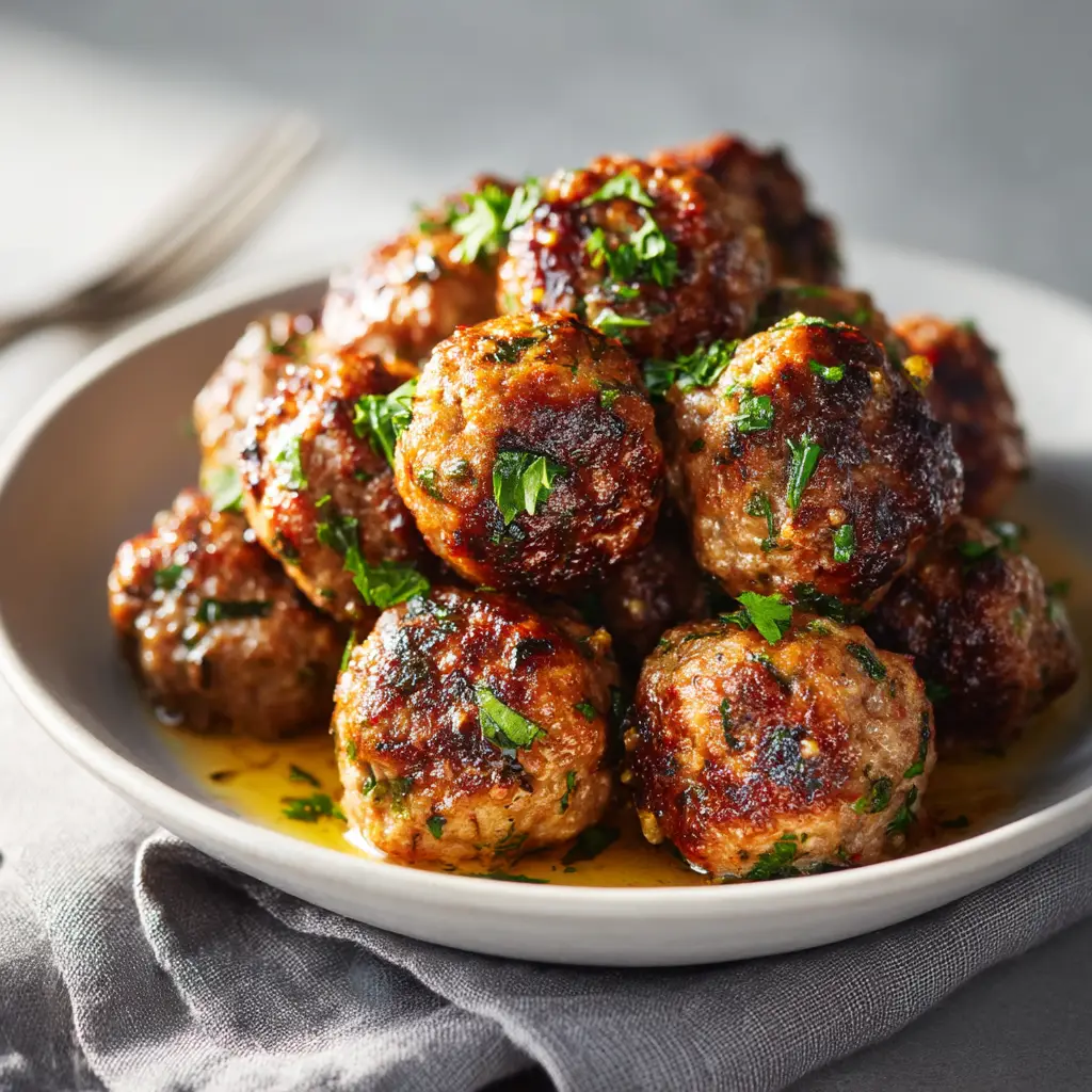 The process of forming the meatball mixture into uniform balls using a cookie scoop before baking in the oven.