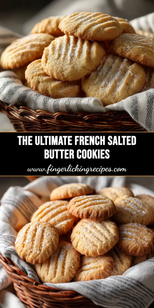 An overhead shot of authentic French Salted Butter Cookies arranged on a piece of parchment paper, with a few stacked and tied with twine.