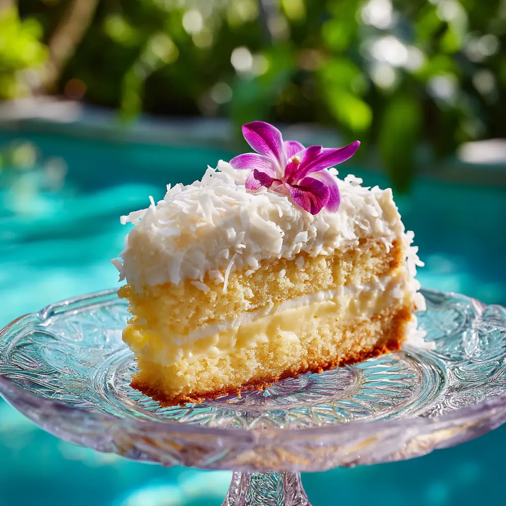 A beautiful shot of the entire Catch a Husband Cake on a cake stand, with the vanilla glaze dripping down the sides.