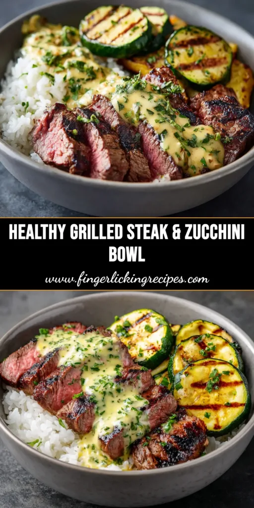 A delicious and healthy grilled steak bowl recipe, loaded with tender sliced steak, rice, corn, avocado, and fresh vegetables. Perfect for a satisfying dinner.