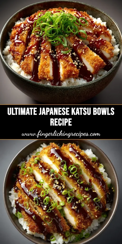 Japanese Katsu Bowl Recipe (The Crispiest!) 4 An overhead shot of a delicious Japanese Katsu Bowl recipe, with a crispy pork cutlet sliced over rice and drizzled with tonkatsu sauce.