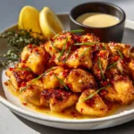 Cowboy Butter Chicken Bites: The Ultimate Flavor Explosion An extreme close-up of a juicy, golden-seared Cowboy Butter Chicken Bite, showing the texture of the chicken and the rich butter sauce.