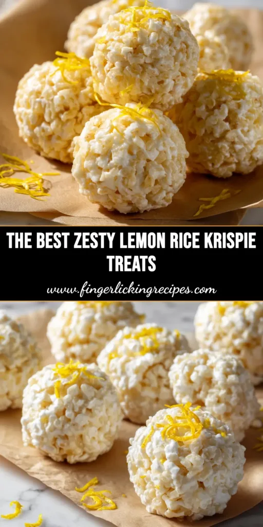 A stack of perfectly cut Lemon Rice Krispie Treats on a white plate, garnished with fresh lemon zest. The treats are bright and inviting.
