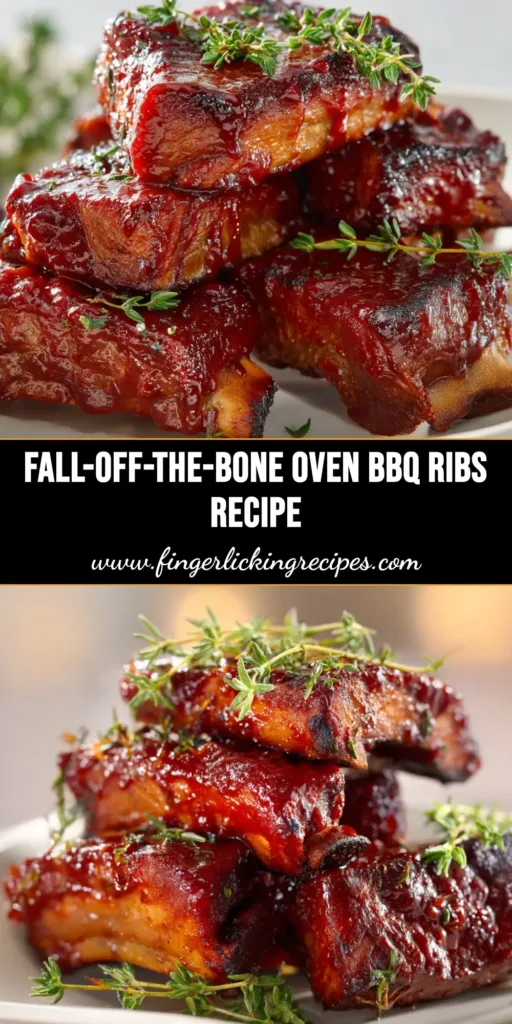 A close-up of tender oven-baked country style ribs coated in a rich, caramelized BBQ sauce, ready to be served. The perfect easy ribs recipe.