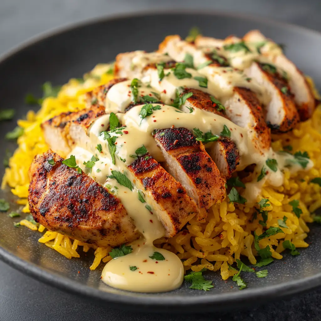 Juicy, sliced Mexican chicken breast ready to be served in tacos or a burrito bowl.