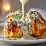 Two perfectly baked chicken pillows with a crispy breadcrumb topping, illustrating the result of this chicken crescent roll recipe.