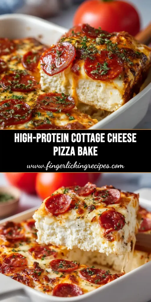 A delicious slice of Cottage Cheese Pizza Bake on a plate, showcasing the cheesy topping and pepperoni. This high-protein, low-carb recipe is a healthy pizza alternative.