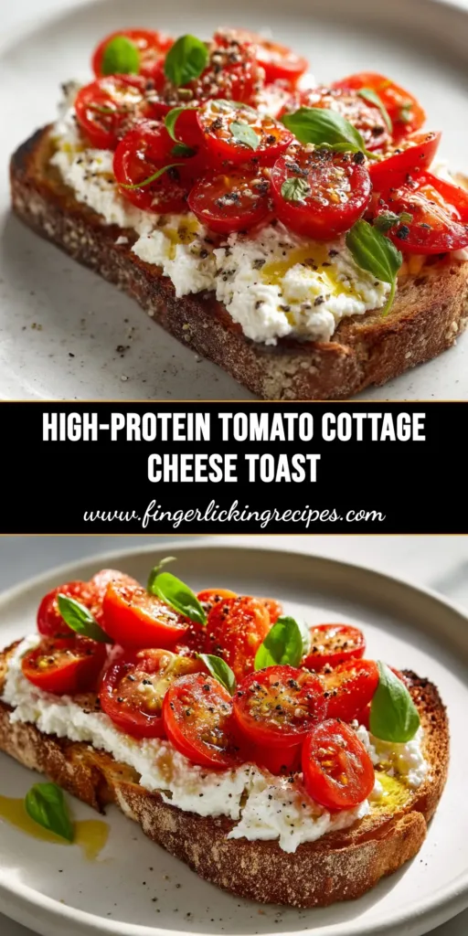 A vibrant overhead shot of Cottage Cheese Toast three ways: one with avocado and tomato, one with berries and honey, and one with cucumber and dill. A perfect high-protein breakfast idea.