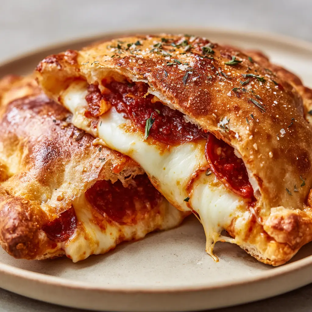 A close-up view of a baked pizza dough crust with a flaky, crispy texture and a light oily sheen.