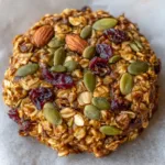 Close up of raw ingredients including flat green pumpkin seeds, chopped raw almonds with skins, and pale teardrop sunflower seeds.