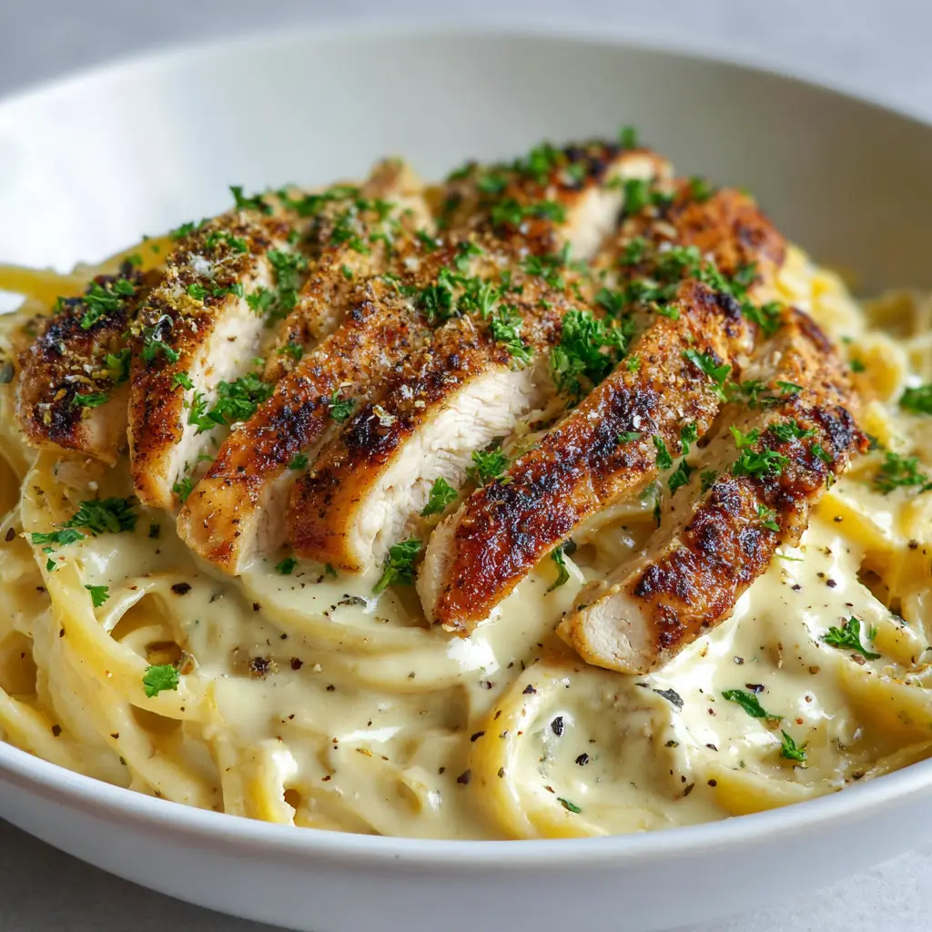 The Ultimate Creamy Dairy Free Chicken Alfredo Recipe 2 Thick, glossy, creamy pale-ivory dairy-free Alfredo sauce being blended to perfection.