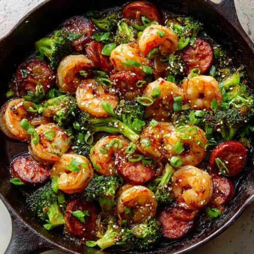 Sizzling Honey Garlic Shrimp and Sausage Skillet