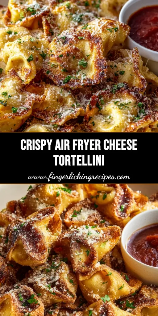 A close-up shot of crispy, golden-brown toasted cheese tortellini in a bowl with marinara sauce.