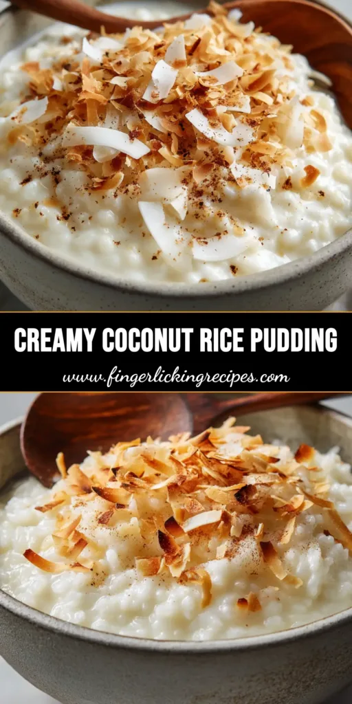 A close up photorealistic image of creamy Coconut Rice Pudding served in a rustic matte ceramic bowl, topped with golden toasted coconut flakes and nutmeg.