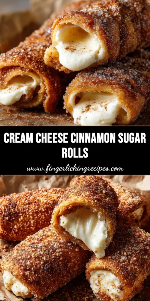 A stack of freshly baked Cream Cheese Cinnamon Sugar Rolls resting on a baking sheet, coated in thick cinnamon sugar.