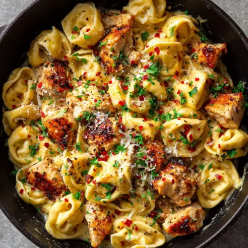 The Ultimate Garlic Butter Chicken Tortellini Skillet