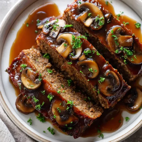 Ultimate Juicy Meatloaf with Mushroom Gravy