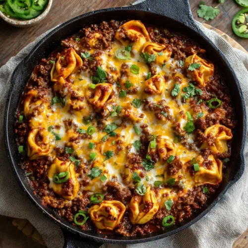 Cheesy Beef Enchilada Tortellini: The Ultimate One-Skillet Dinner