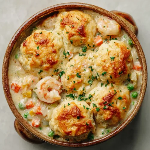 The Ultimate Creamy Seafood Pot Pie with Cheesy Drop Biscuits