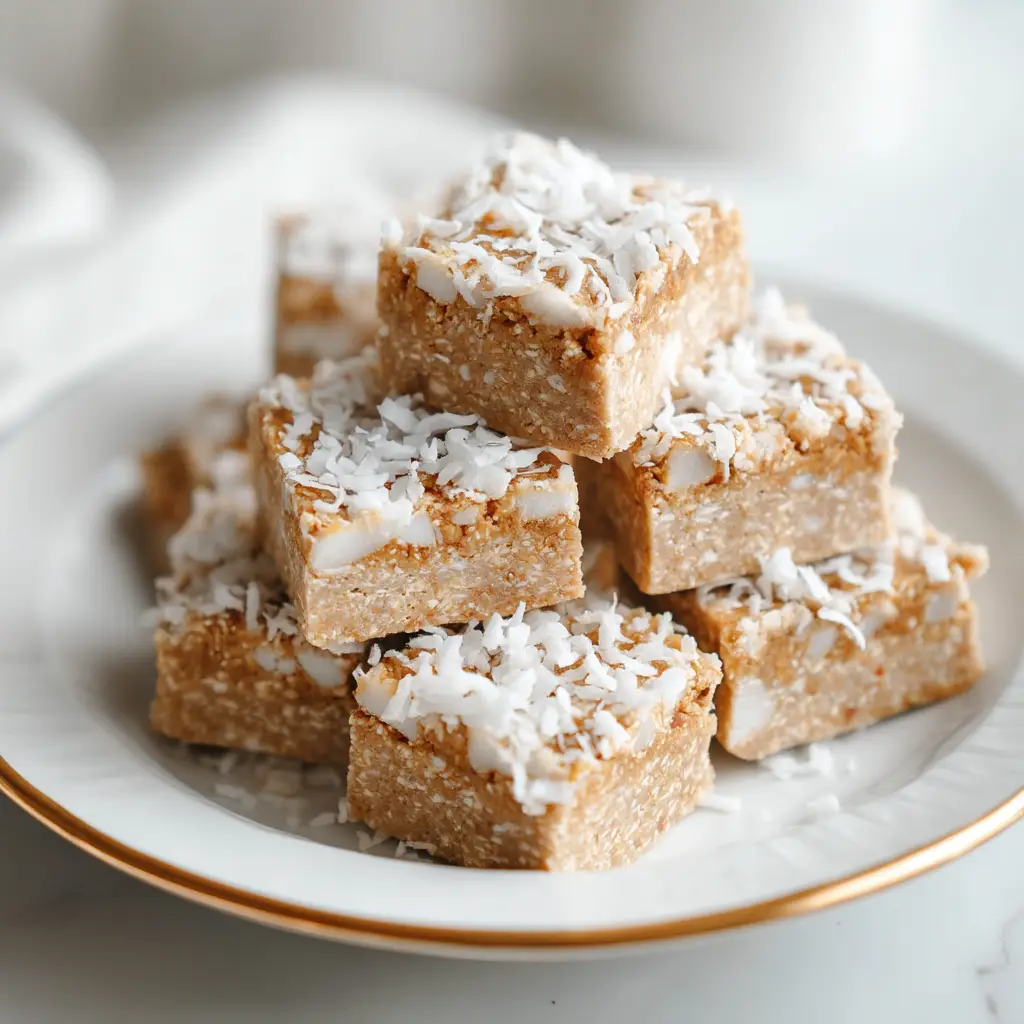 The process of making coconut vanilla protein bars, with the mixture being pressed firmly into a parchment-lined baking pan.