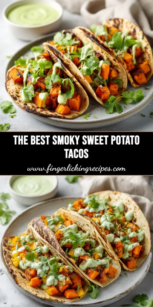 An overhead shot of vibrant sweet potato tacos, packed with roasted sweet potatoes and black beans, and topped with fresh cilantro and avocado. A perfect healthy weeknight meal.