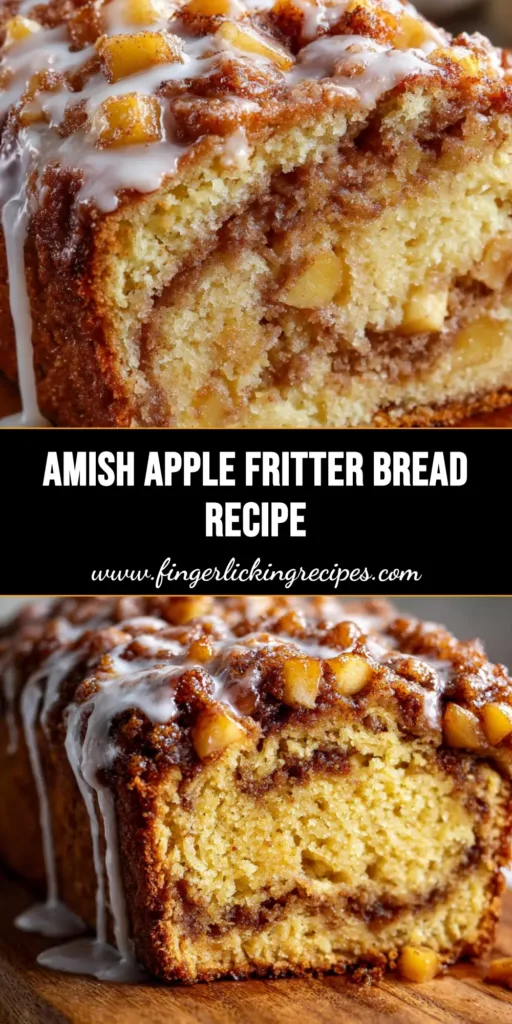 Irresistible Amish Apple Fritter Bread with Cinnamon Swirls 5 A close-up of sliced golden-brown Amish Apple Fritter Bread showing a moist yellow crumb and caramelized cinnamon sugar swirls.