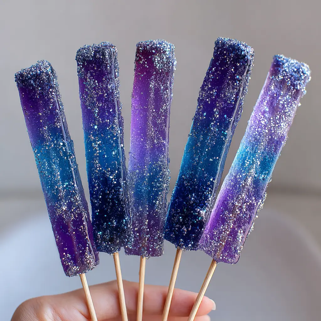 Tequila Gummy Wands: The Ultimate Cosmic Boozy Party Treat 3 Vertical gummy candy wands showing a firm and chewy texture with a sugar-glitter coating. (Tequila Gummy Wands)