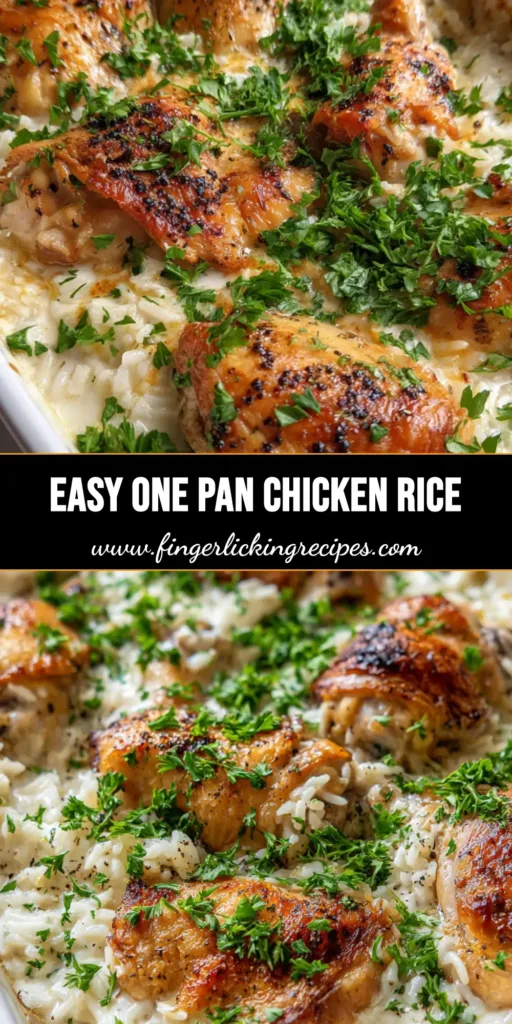 Dump and Bake Chicken and Rice Casserole: The Ultimate One-Pan Comfort Meal 5 A top-down view of a Dump and Bake Chicken and Rice Casserole in a white dish with golden chicken and green parsley garnish.