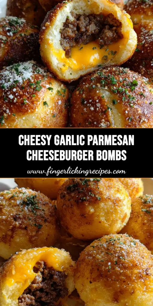 Garlic Parmesan Cheeseburger Bombs: The Ultimate Handheld Comfort Food 5 A stack of golden Garlic Parmesan Cheeseburger Bombs on a white plate, showing the glossy butter glaze and parmesan dusting.