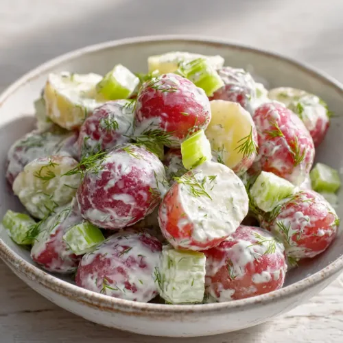 Salt and Vinegar Potato Salad with Fresh Dill and Crunchy Celery