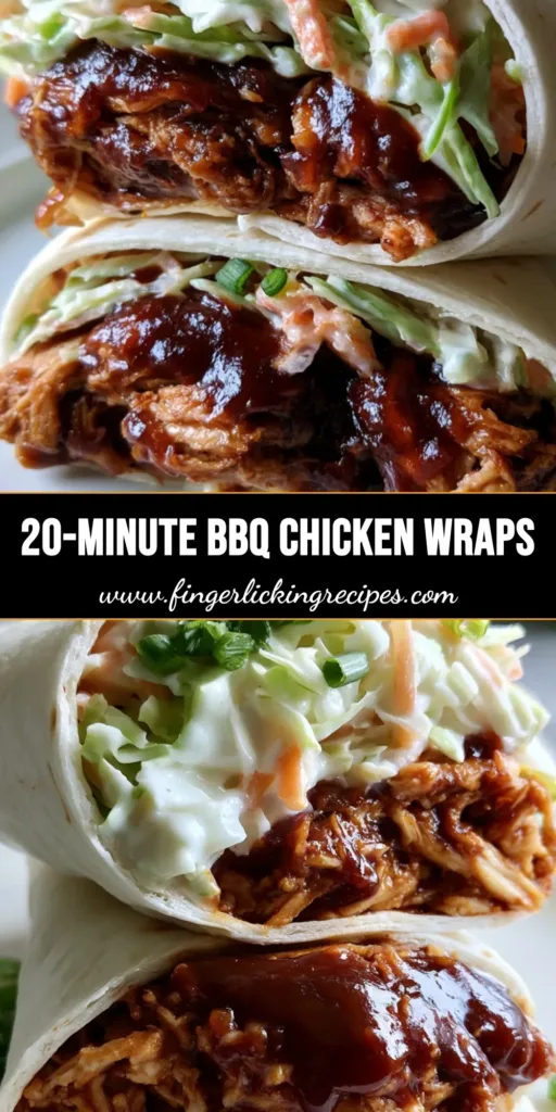 BBQ Chicken Coleslaw Wraps with Tangy Homemade Slaw 5 A stack of BBQ Chicken Coleslaw Wraps sliced diagonally to reveal the dark glossy chicken and creamy slaw layers. (BBQ Chicken Coleslaw Wraps)