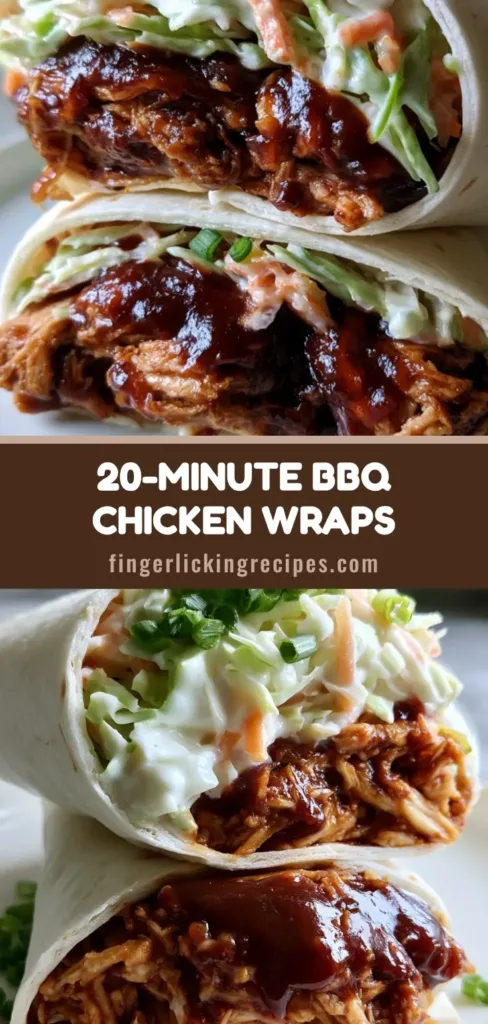 BBQ Chicken Coleslaw Wraps with Tangy Homemade Slaw 6 A stack of BBQ Chicken Coleslaw Wraps sliced diagonally to reveal the dark glossy chicken and creamy slaw layers. (BBQ Chicken Coleslaw Wraps)