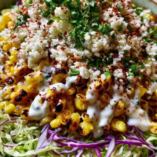 Mexican Street Corn Salad with Charred Corn and Vibrant Cabbage
