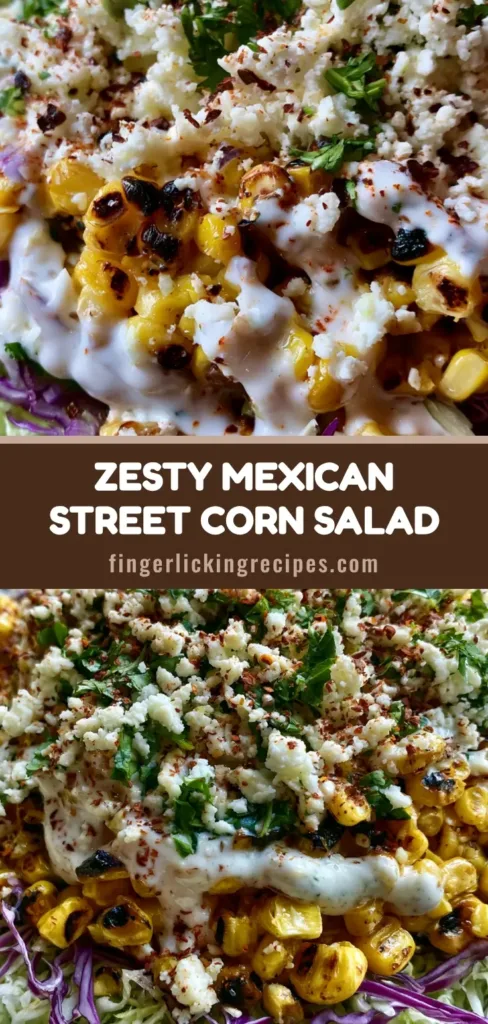 A rustic bowl of Mexican Street Corn Salad with charred corn kernels, shredded green and purple cabbage, and a creamy lime dressing finish.