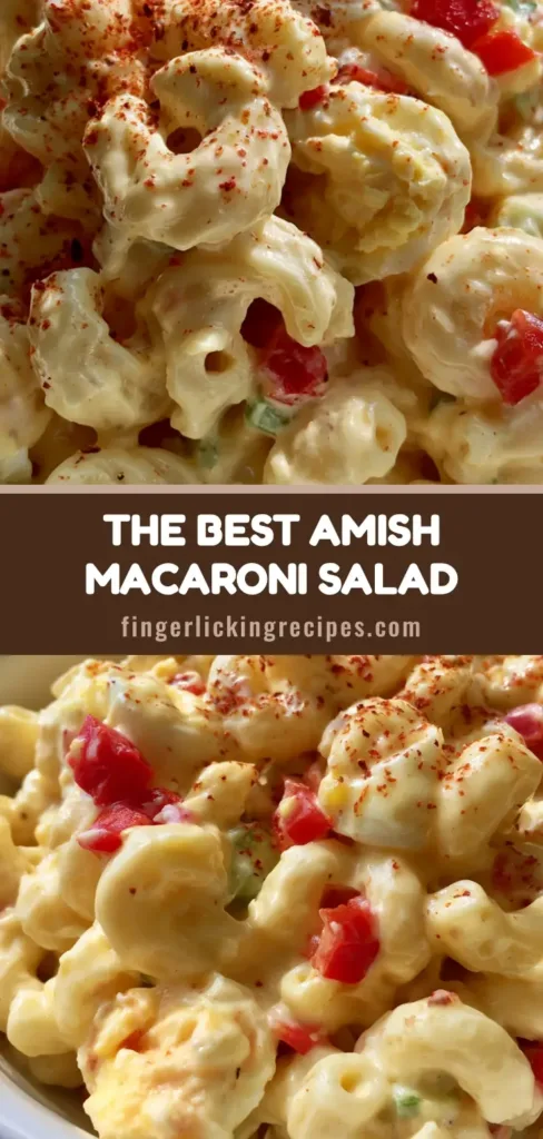 Amish Macaroni Salad: The Ultimate Creamy and Tangy Summer Side Dish 6 A top-down view of Amish Macaroni Salad in a white ceramic bowl showing creamy pale yellow dressing and chunks of egg. (Amish Macaroni Salad)