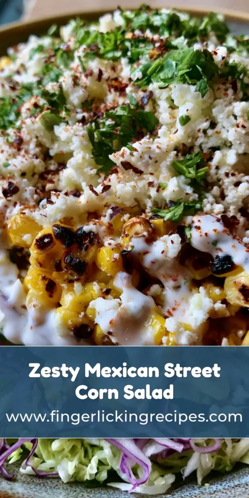 A rustic bowl of Mexican Street Corn Salad with charred corn kernels, shredded green and purple cabbage, and a creamy lime dressing finish.