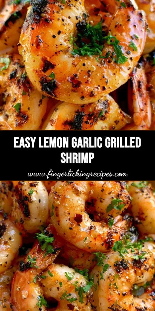 Grilled Shrimp with Charred Lemon Garlic Glaze and Fresh Parsley 5 A pile of succulent Grilled Shrimp with black char marks, lemon-garlic oil glaze, and fresh parsley in a white bowl.