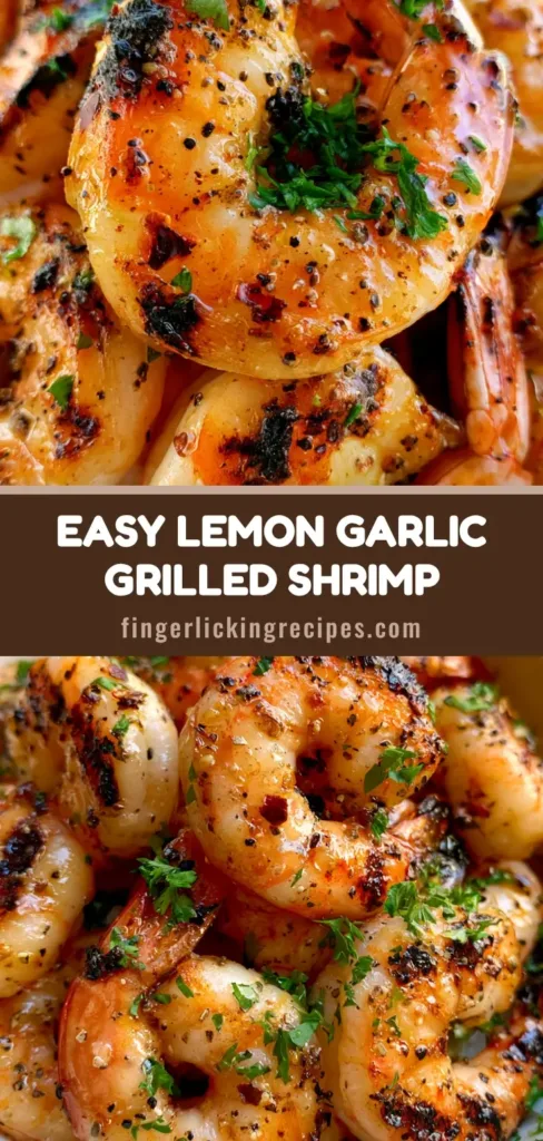 Grilled Shrimp with Charred Lemon Garlic Glaze and Fresh Parsley 6 A pile of succulent Grilled Shrimp with black char marks, lemon-garlic oil glaze, and fresh parsley in a white bowl.