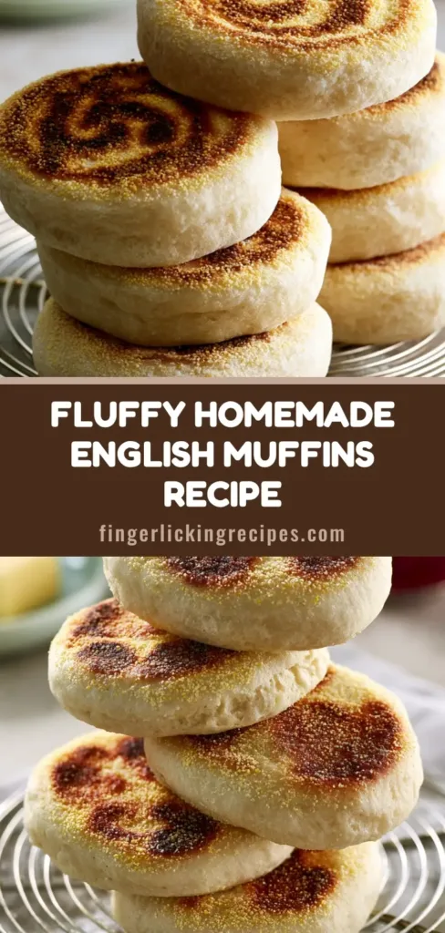 Homemade English Muffins: The Ultimate Guide to Nooks and Crannies 6 A stack of five Homemade English Muffins on a circular wire rack, showing golden-brown toasted patterns and a heavy cornmeal dusting.
