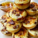 Sausage Pancake Muffins: The Ultimate Handheld Breakfast for Busy Mornings Close-up of mini pancake muffins showing soft porous texture and embedded browned sausage crumbles.