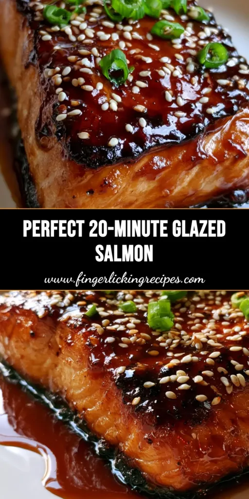 Brown Sugar Glazed Salmon: The Ultimate Caramelized Oven-Baked Recipe 5 A thick center-cut Brown Sugar Glazed Salmon fillet with charred edges, sesame seeds, and green scallions on a white plate.