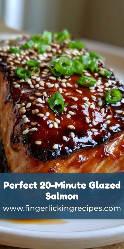 Brown Sugar Glazed Salmon: The Ultimate Caramelized Oven-Baked Recipe 7 A thick center-cut Brown Sugar Glazed Salmon fillet with charred edges, sesame seeds, and green scallions on a white plate.
