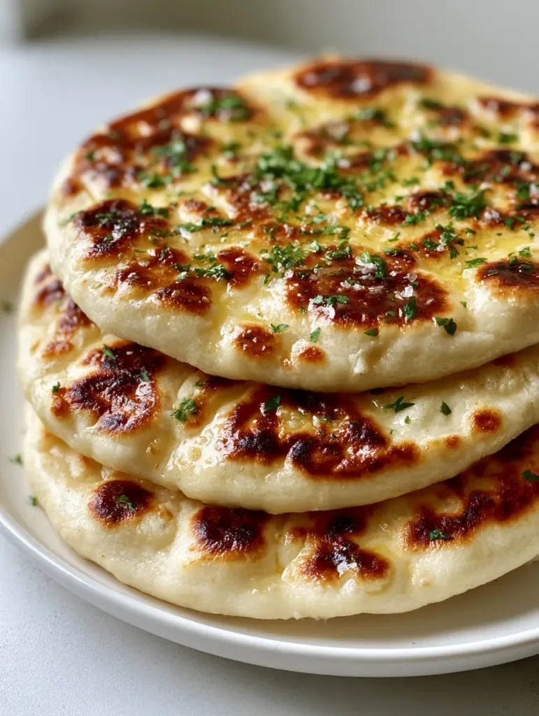 Gluten-Free Vegan Naan topped with fresh green parsley and sea salt flakes.